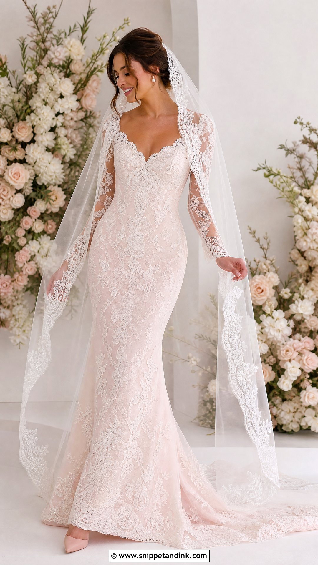 Soft Pink Lace Wedding Dress - Snippet and Ink - 25 Soft Pink Wedding Dress Ideas