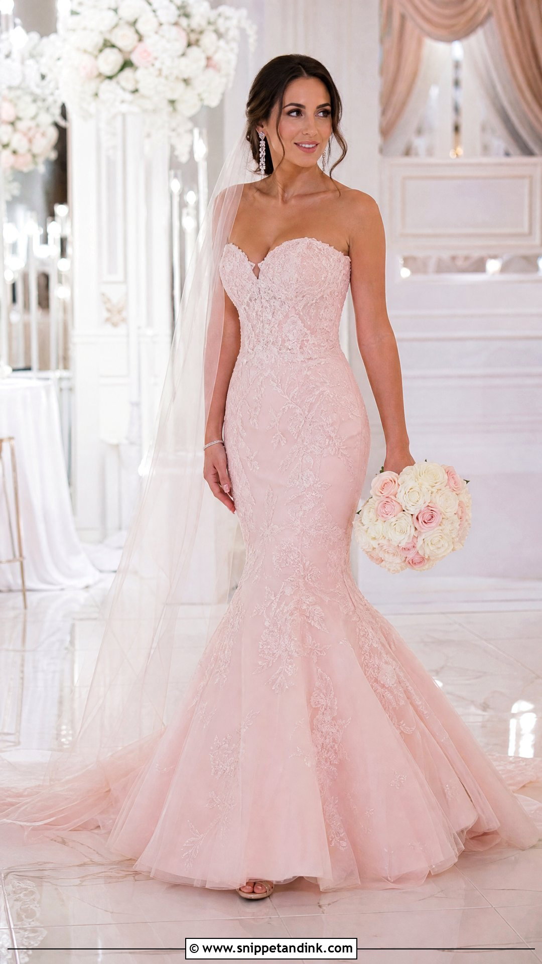 Soft Pink Mermaid Wedding Dress - Snippet and Ink - 25 Soft Pink Wedding Dress Ideas