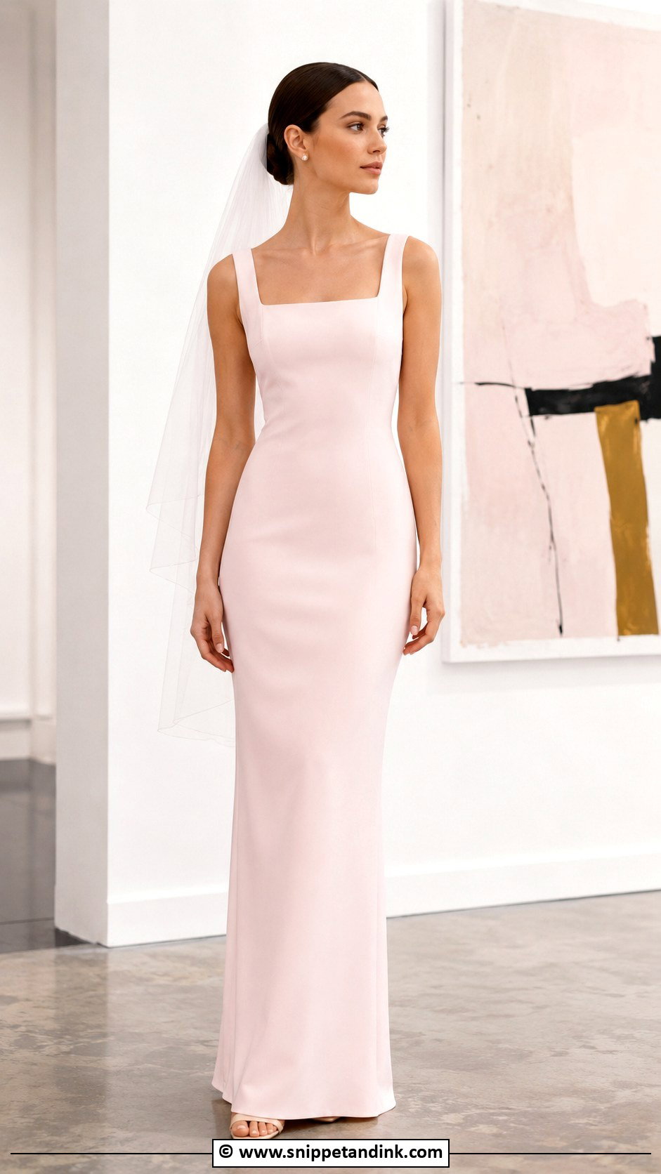 Soft Pink Minimal Wedding Dress - Snippet and Ink - 35 Pink Wedding Dress Ideas