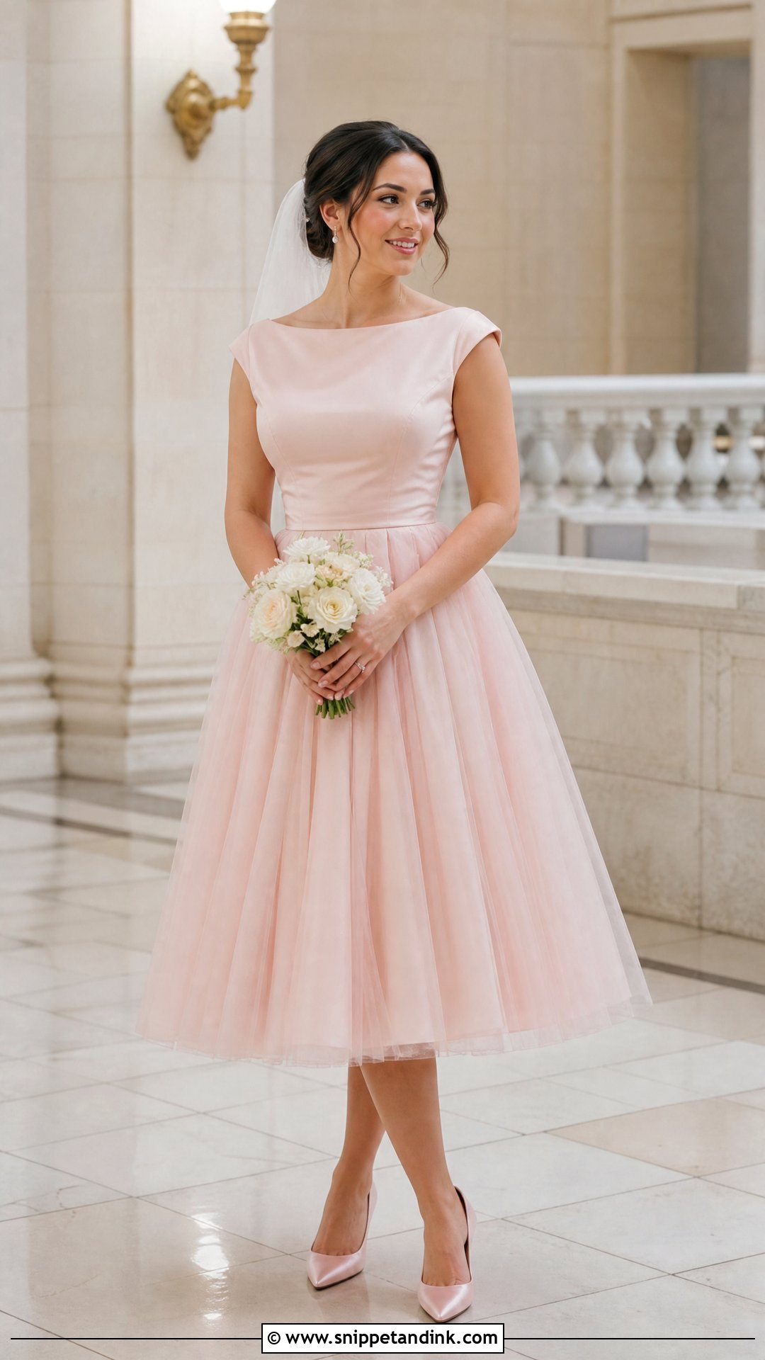 Soft Pink Tea Length Wedding Dress - Snippet and Ink - 25 Soft Pink Wedding Dress Ideas