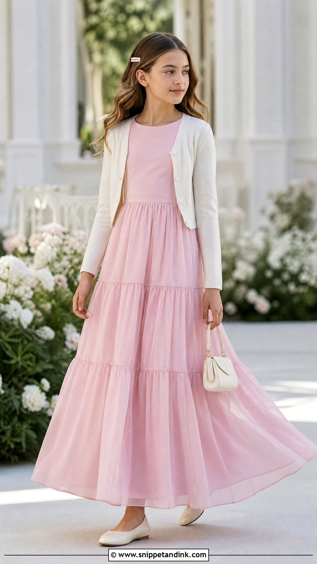 Soft Pink Tiered Maxi Wedding Dress - Snippet and Ink - 20 Dress for Girls 10 12 Wedding Ideas