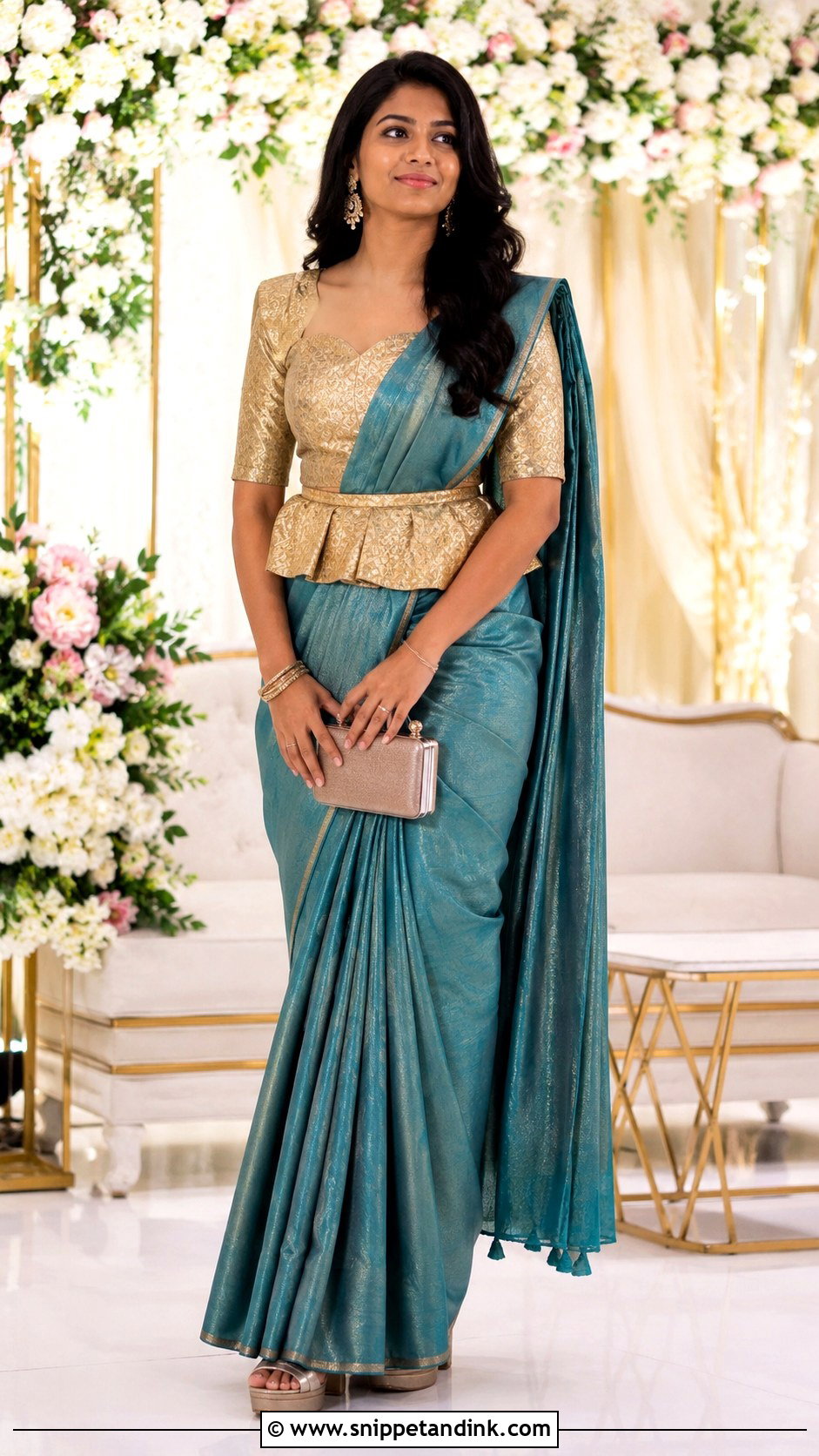 Soft Silk Saree With Peplum Blouse - Snippet and Ink - 20 New Sadi Designs 2023