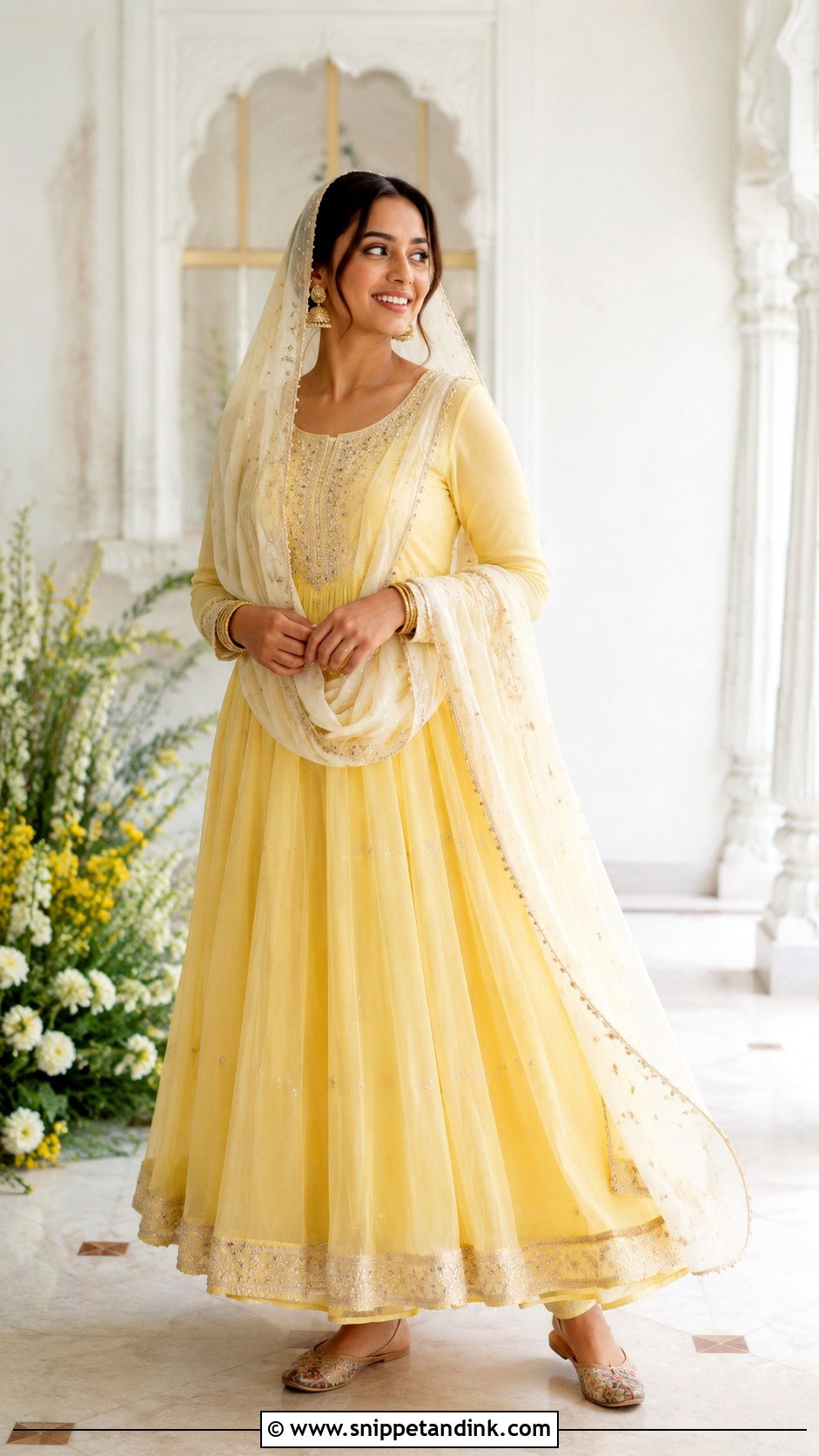 Soft Yellow Anarkali Anand Karaj Outfit - Snippet and Ink - 30 Anand Karaj Outfit Ideas