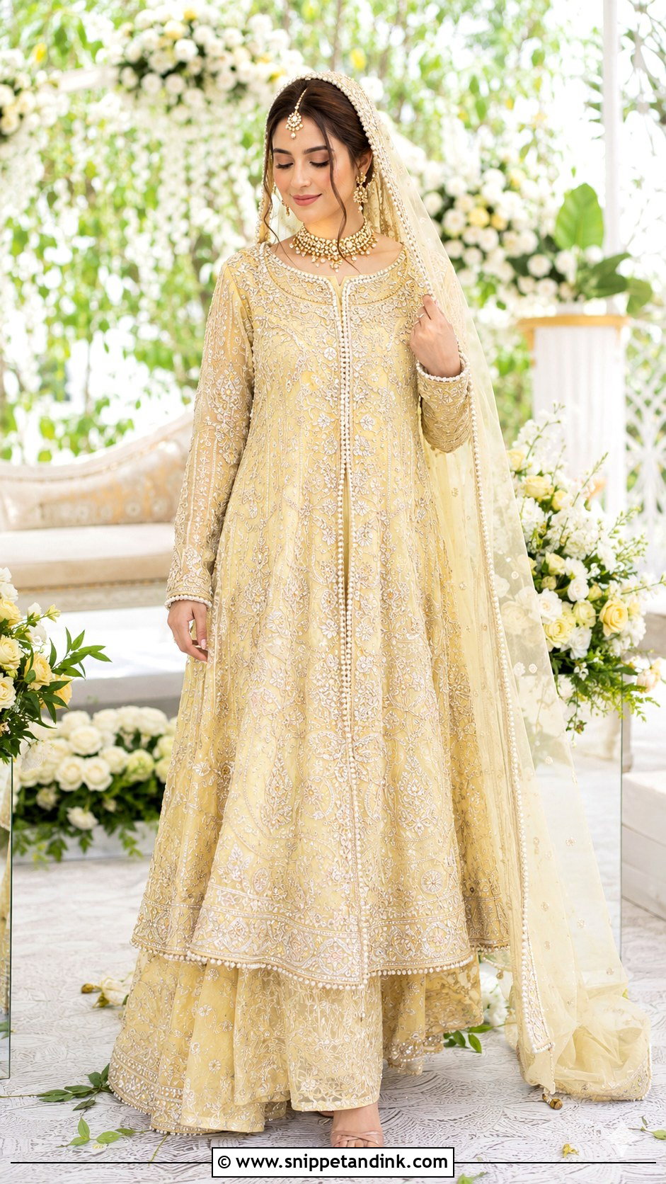 Soft Yellow Nikah Pishwas Outfit - Snippet and Ink - 25 Nikah Outfit Muslim Pakistani Bridal Ideas
