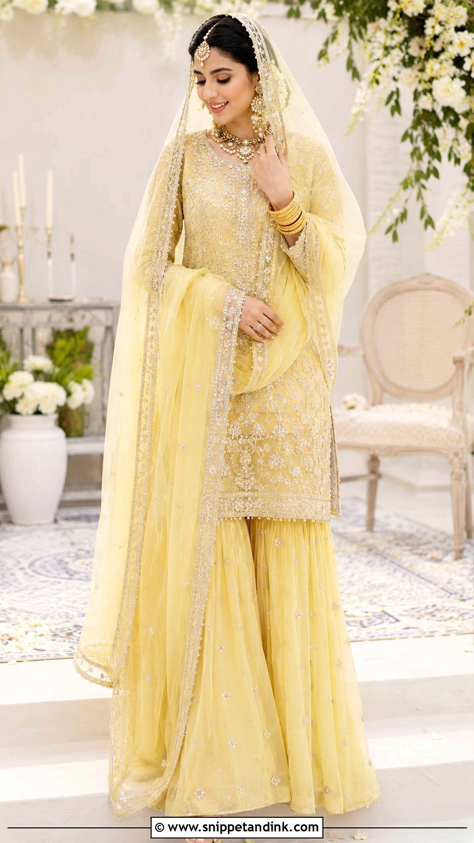 Soft Yellow Nikah Sharara Dress - Snippet and Ink - 25 Nikah Dress Pakistani Brides Ideas