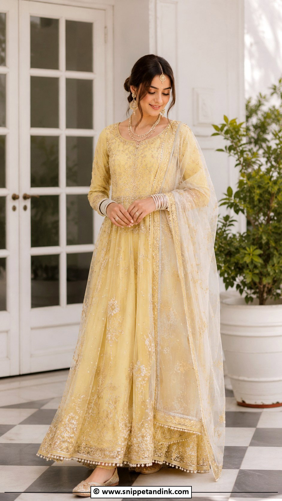 Soft Yellow Nikkah Pishwas Outfit - Snippet and Ink - 30 Nikkah Look Ideas