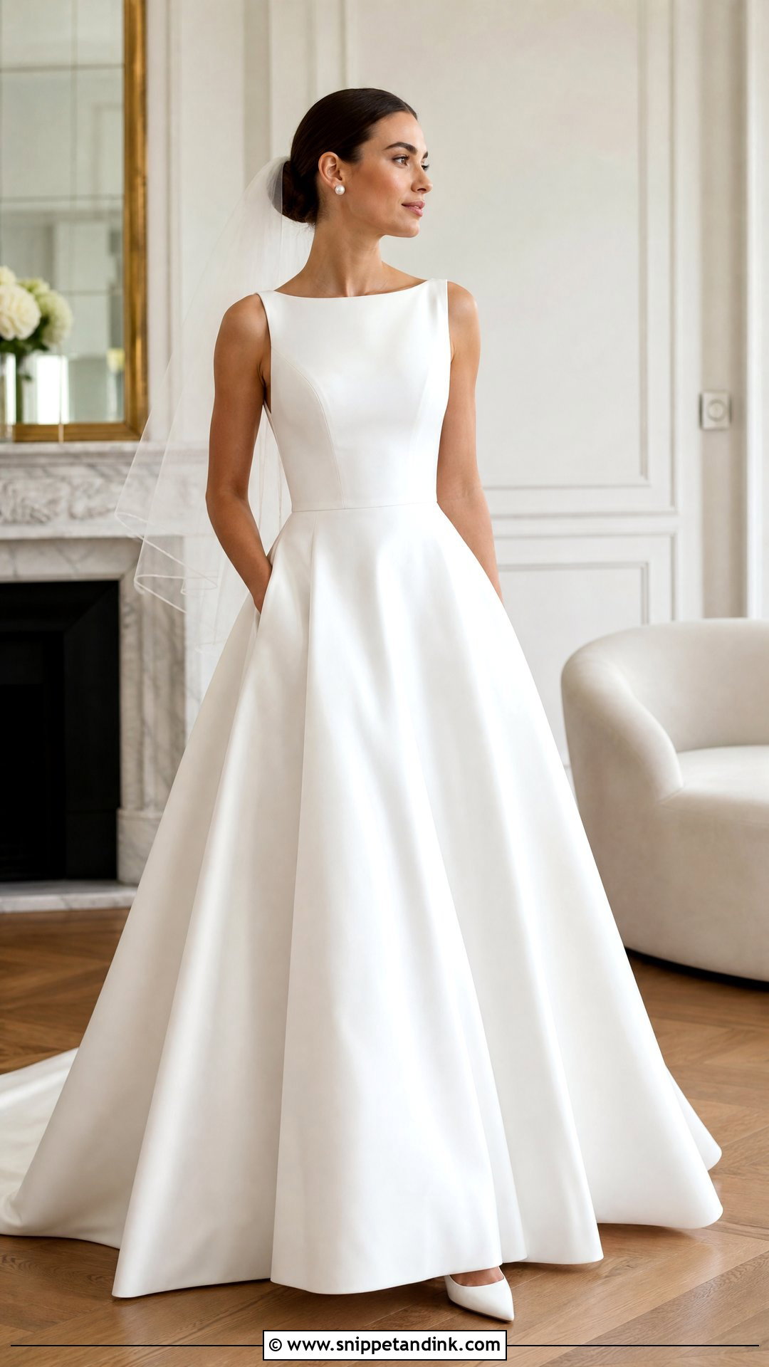 Solid White Bateau Neck Wedding Dress - Snippet and Ink - 20 Solid White Wedding Dress Ideas