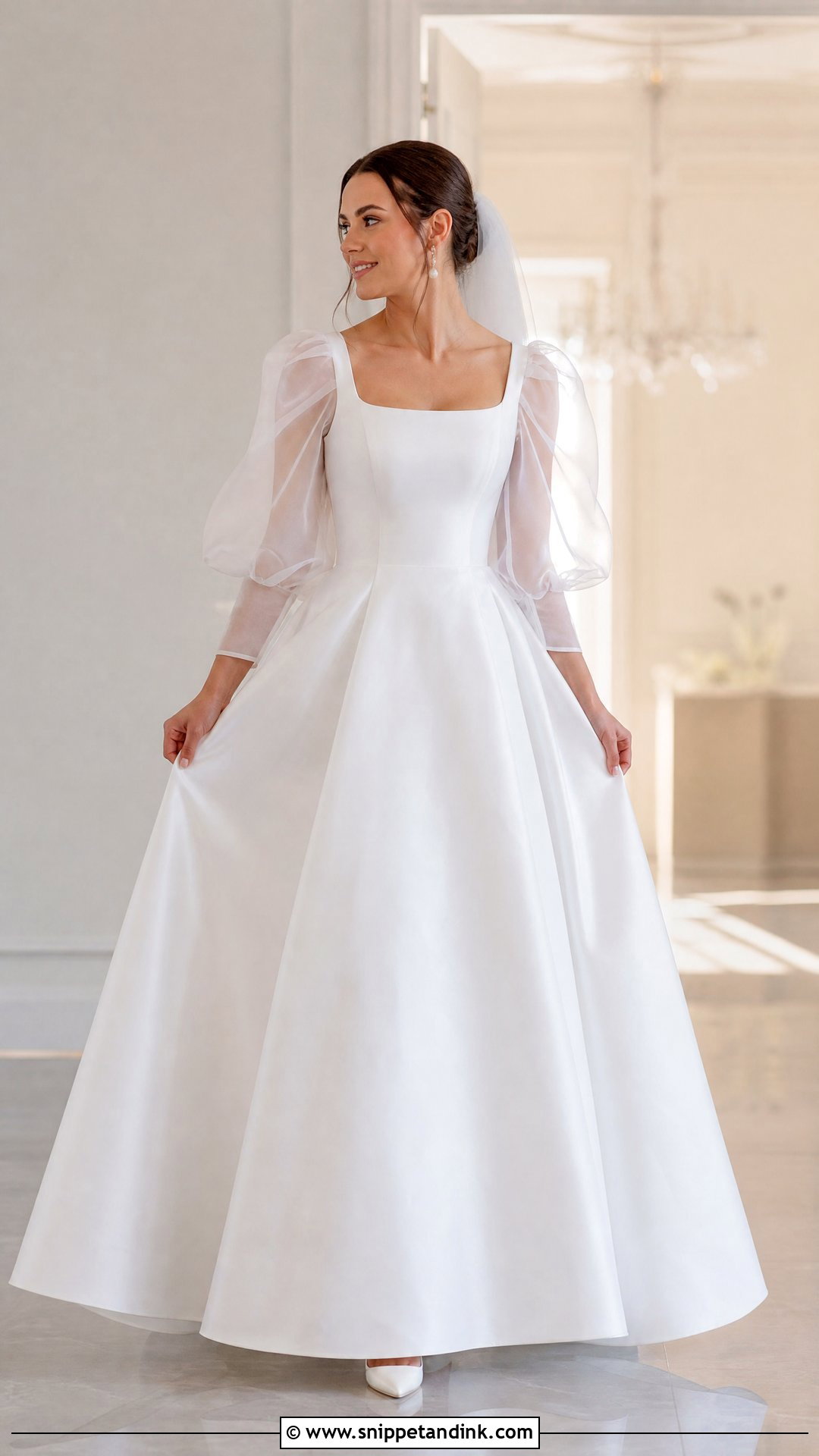 Solid White Puff Sleeve Wedding Dress - Snippet and Ink - 20 Solid White Wedding Dress Ideas