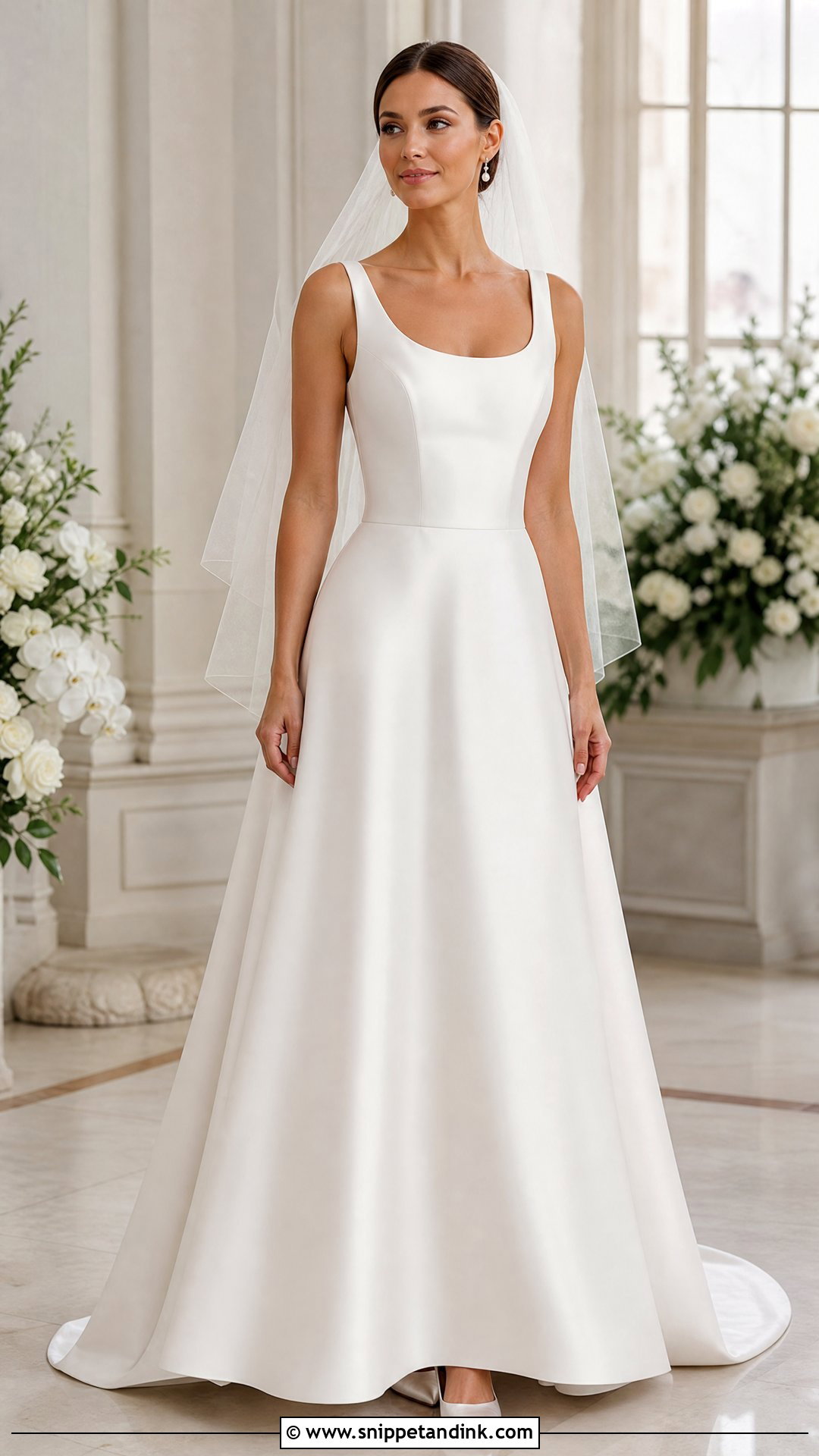 Solid White Satin A Line Wedding Dress - Snippet and Ink - 20 Solid White Wedding Dress Ideas