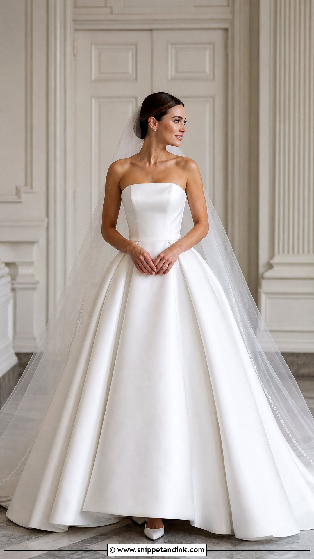 Solid White Strapless Ball Gown Wedding Dress - Snippet and Ink - 20 Solid White Wedding Dress Ideas