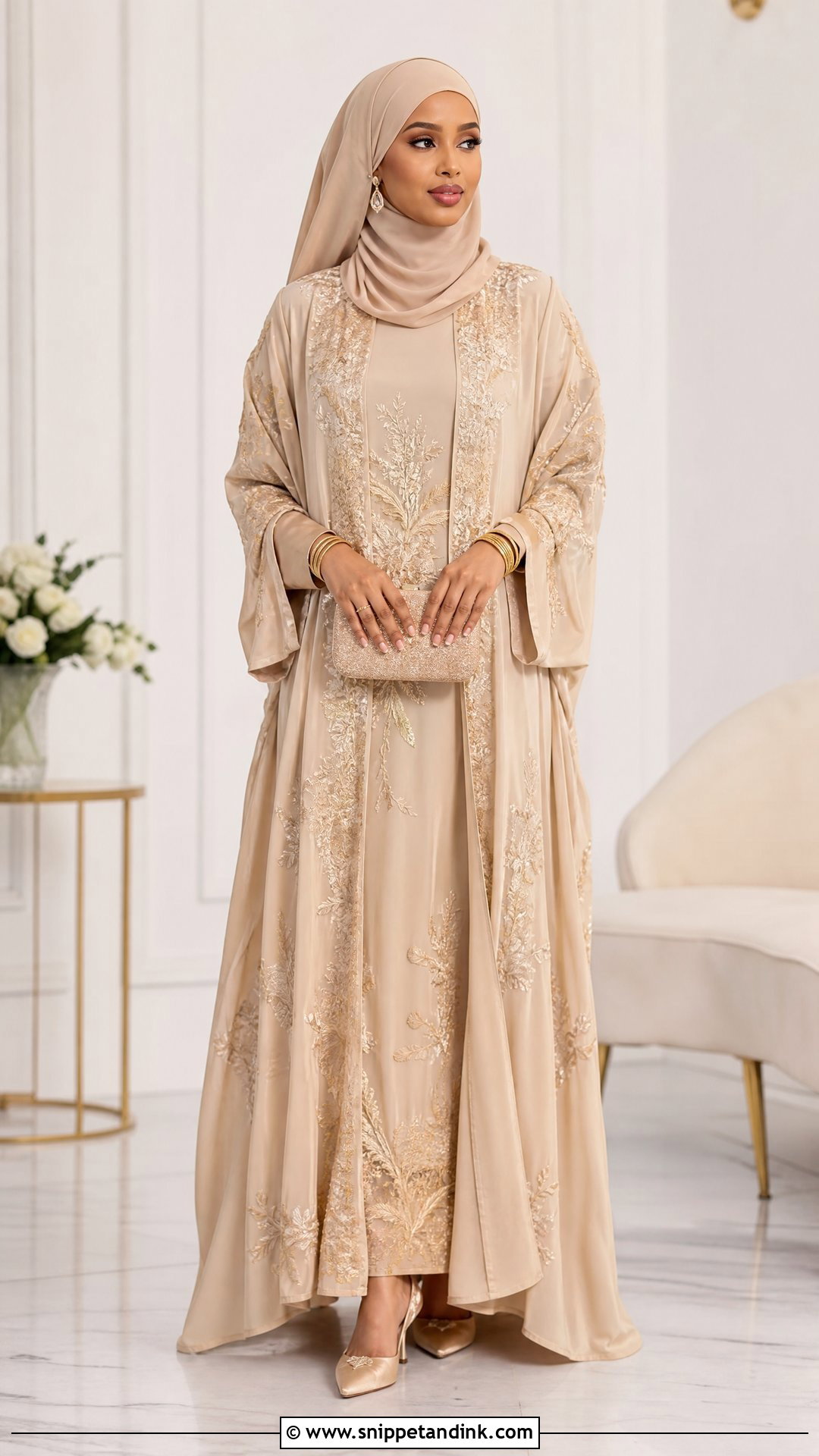 Somali Bride Embroidered Abaya Outfit - Snippet and Ink - 25 Somali Bride Ideas