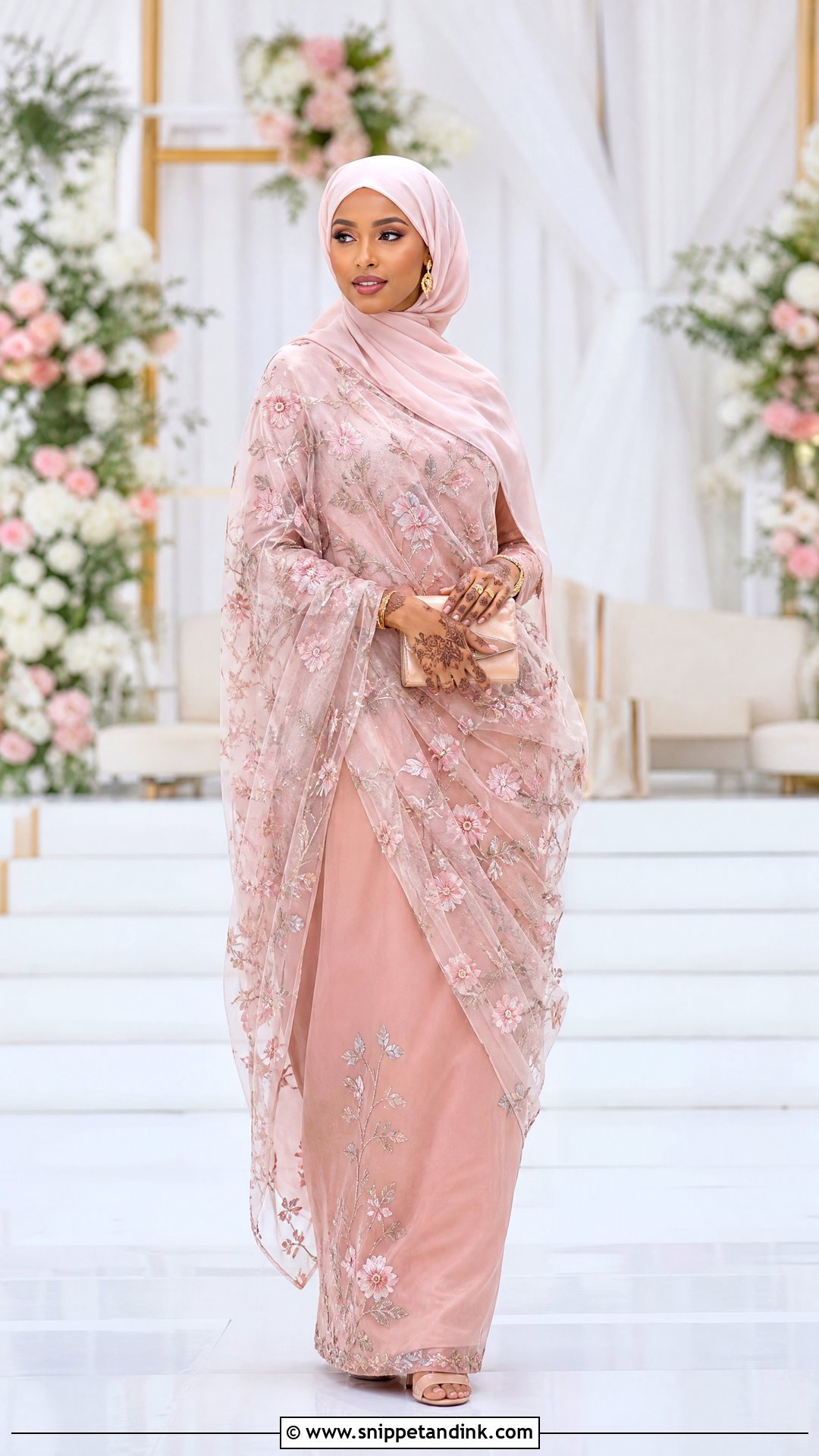 Somali Bride Floral Dirac Outfit - Snippet and Ink - 25 Somali Bride Ideas