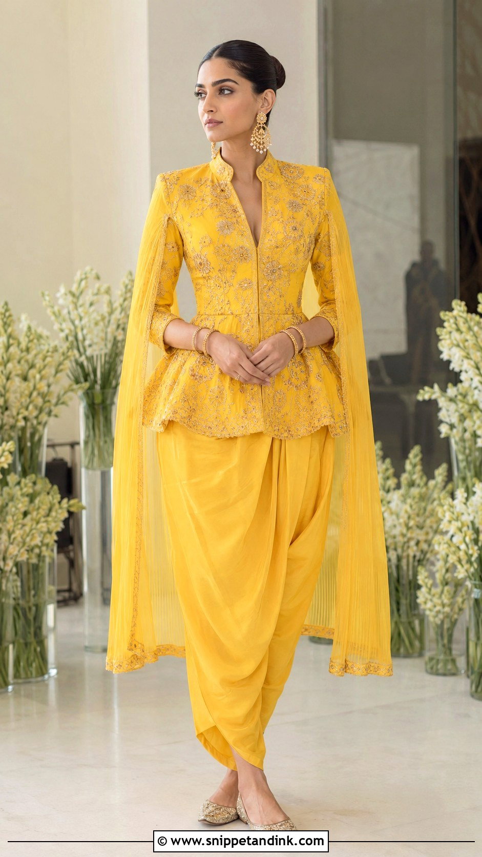 Sonam Kapoor Yellow Dhoti Set Haldi Outfit - Snippet and Ink - 20 Celebrity Haldi Outfit Ideas