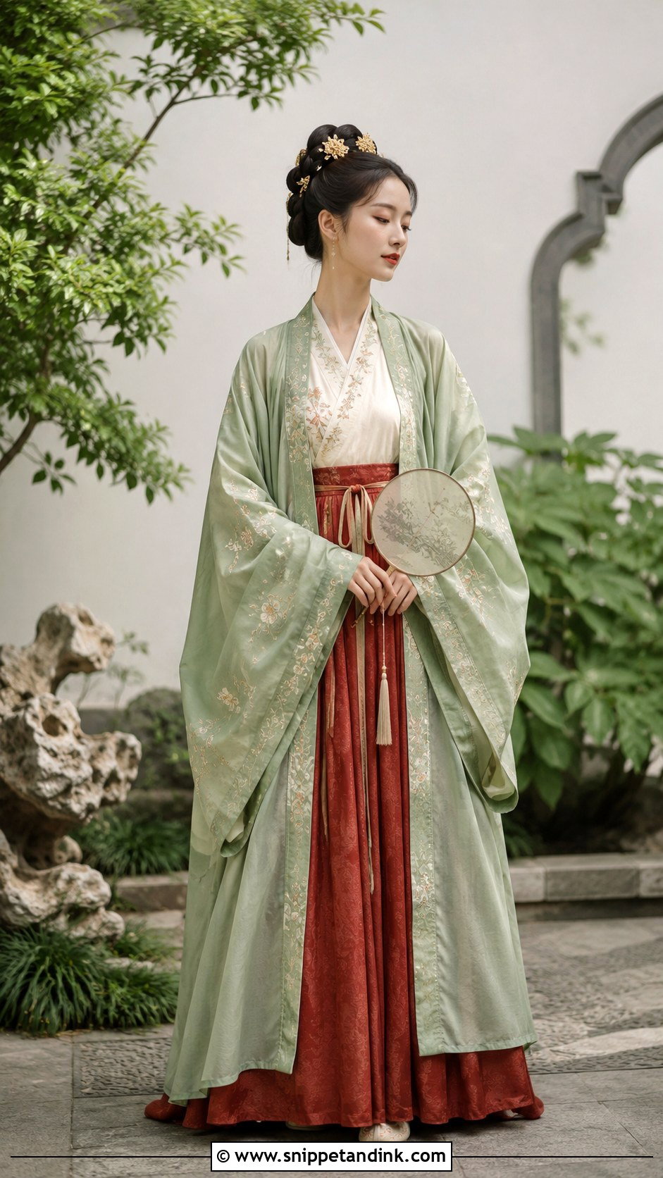 Song Dynasty Green Beizi Hanfu Wedding Dress - Snippet and Ink - 20 Hanfu Wedding Dress Ideas