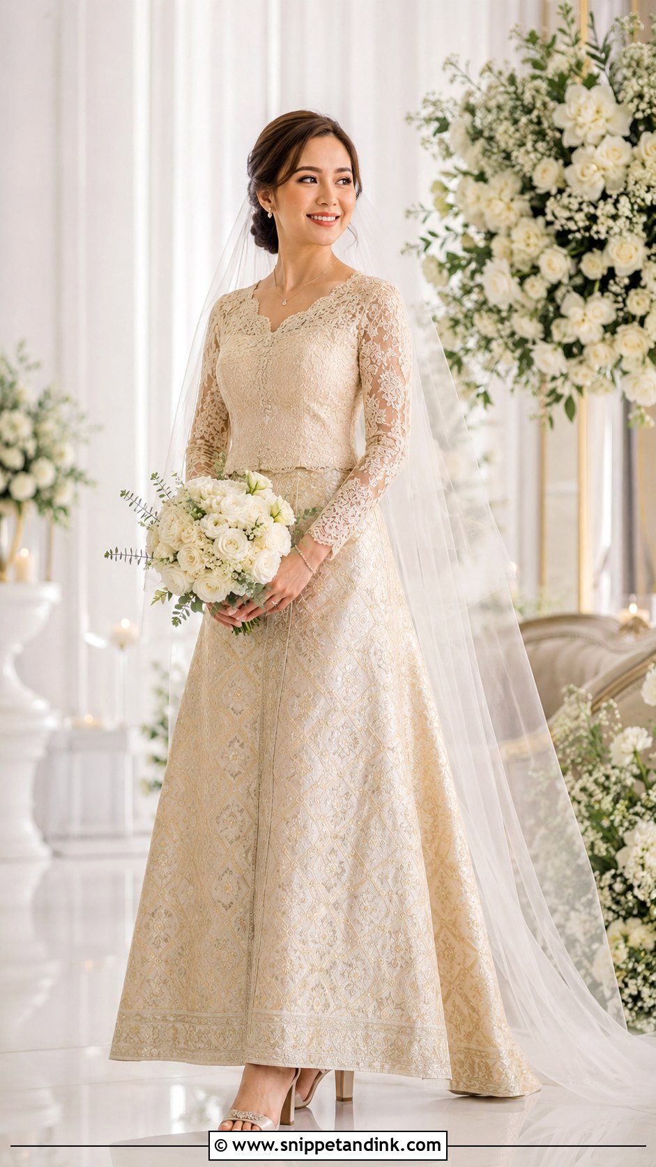 Songket A Line Wedding Dress - Snippet and Ink - 30 Songket Wedding Dress Ideas