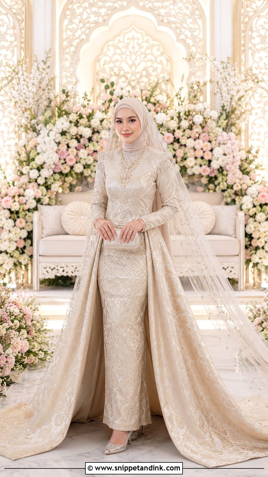 Songket Dress With Detachable Train - Snippet and Ink - 25 Malay Songket Wedding Dress Ideas
