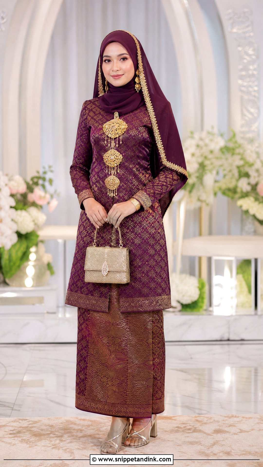 Songket Kebarung Malay Wedding Dress - Snippet and Ink - 20 Traditional Malay Wedding Dress Ideas
