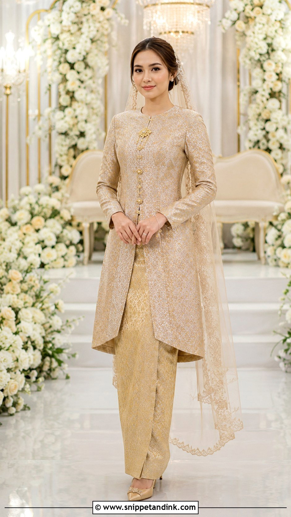Songket Kurung Belah Wedding Dress - Snippet and Ink - 30 Songket Wedding Dress Ideas