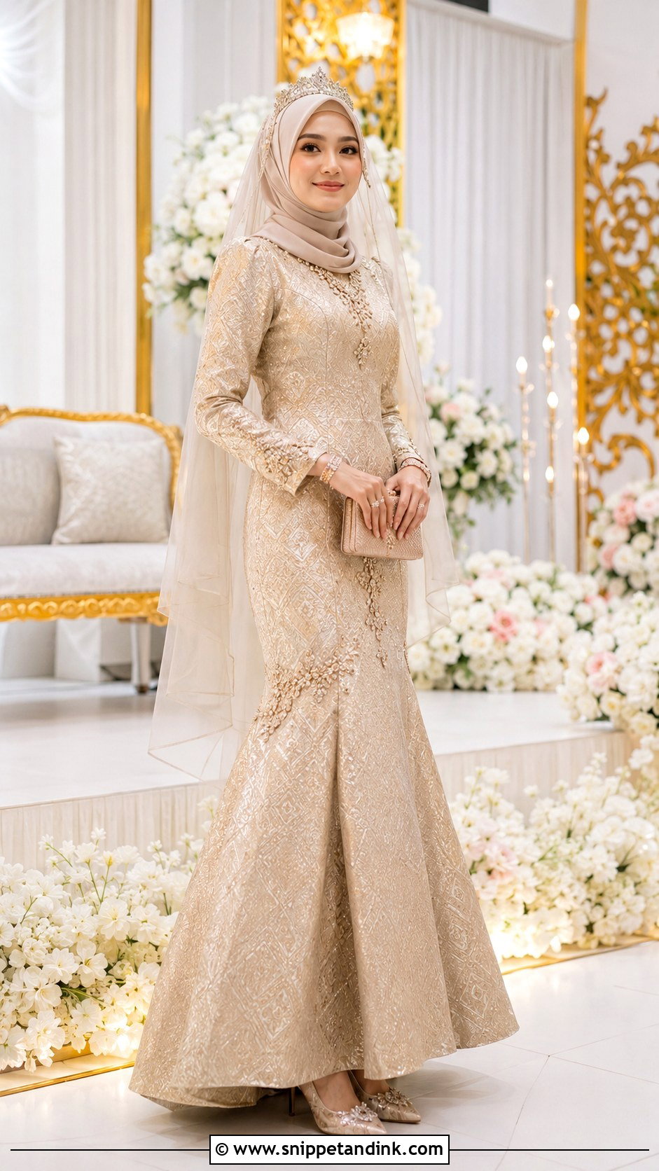 Songket Wedding Dress With Tiara - Snippet and Ink - 25 Malay Songket Wedding Dress Ideas