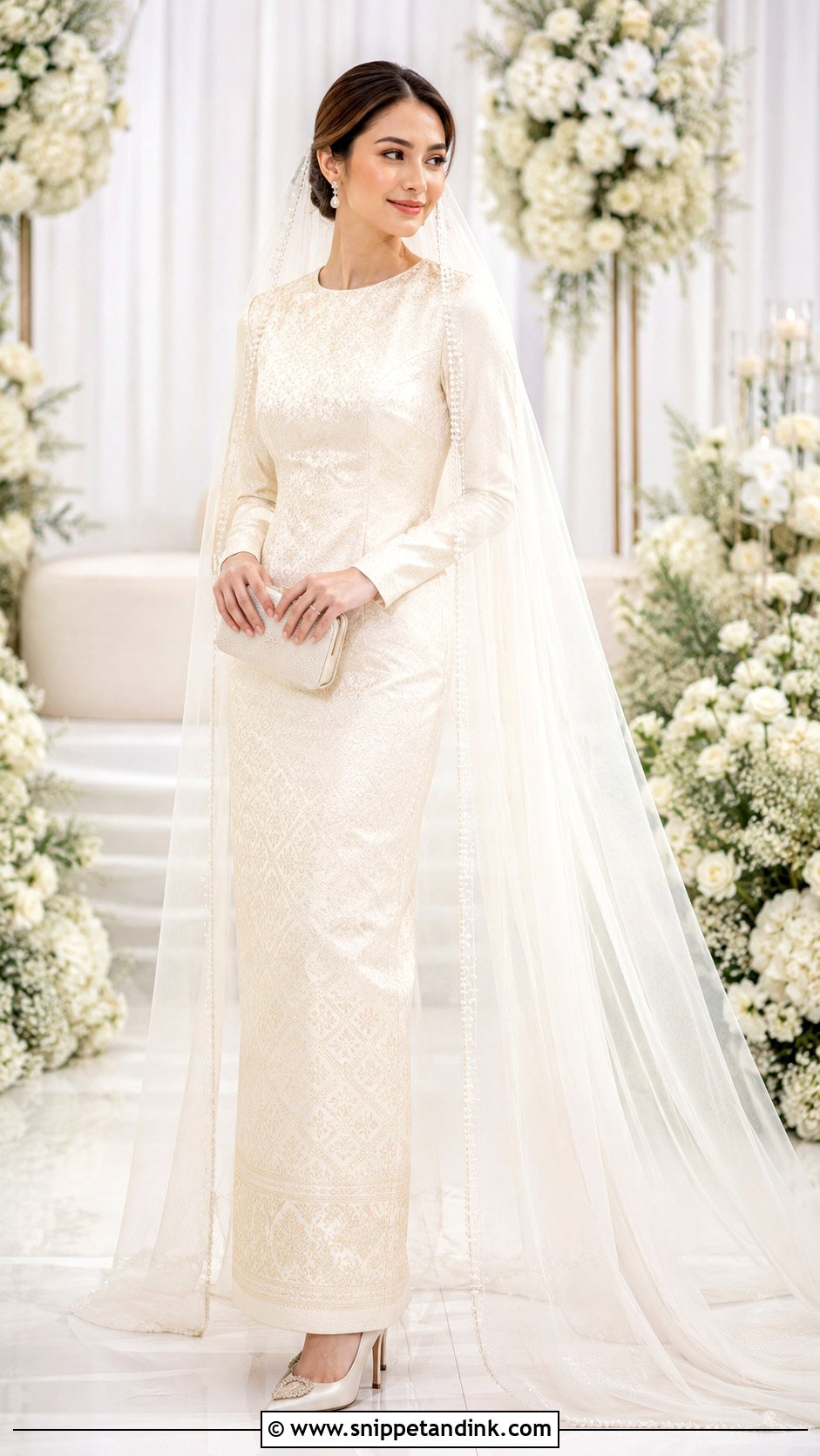 Songket Wedding Dress With Veil - Snippet and Ink - 30 Songket Wedding Dress Ideas
