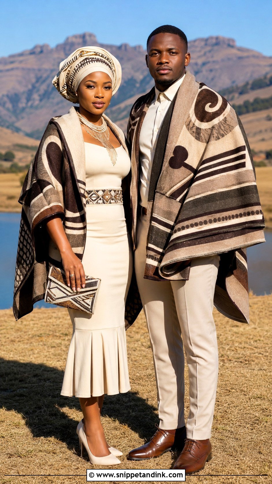 Sotho Blanket Couple Outfit - Snippet and Ink - 25 Lobola Outfits for Couples