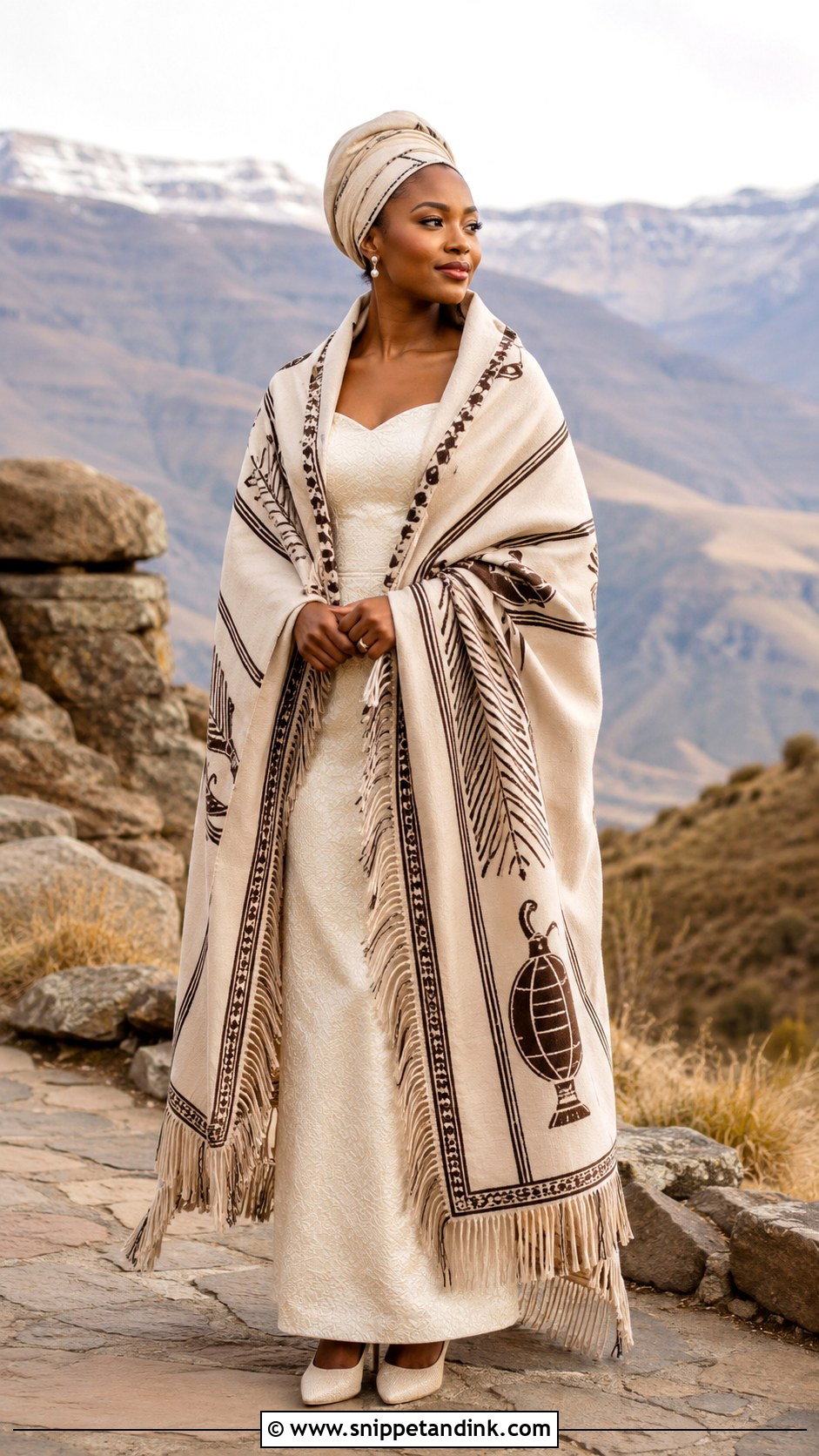 Sotho Traditional Wedding Dress With Blanket - Snippet and Ink - 25 Traditional Wedding Dresses South Africa