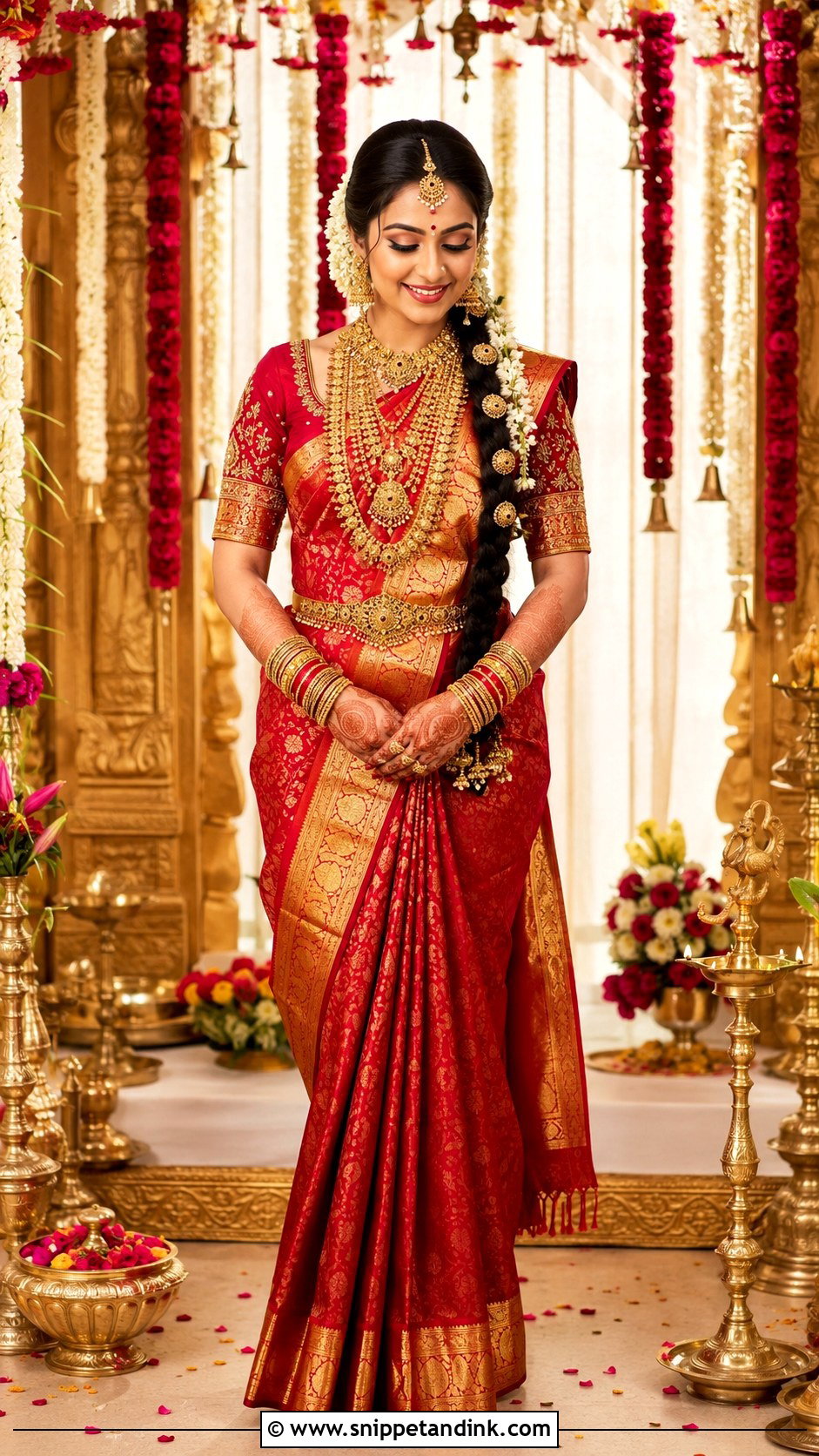 South Indian Bridal Saree Outfit - Snippet and Ink - 25 South Indian Attire Ideas