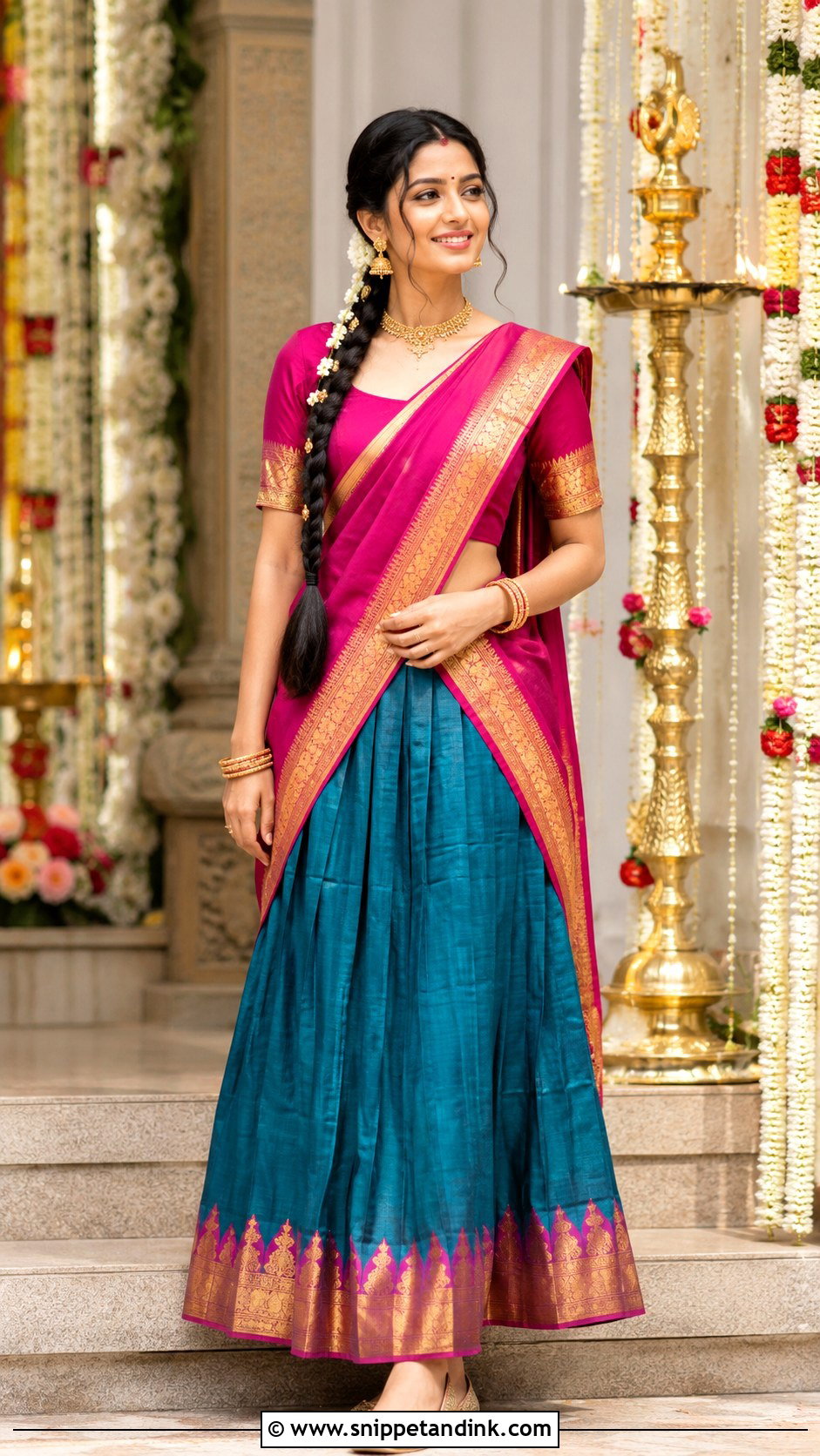 South Indian Bridesmaid Half Saree - Snippet and Ink - 20 Indian Bridemates Dress Ideas