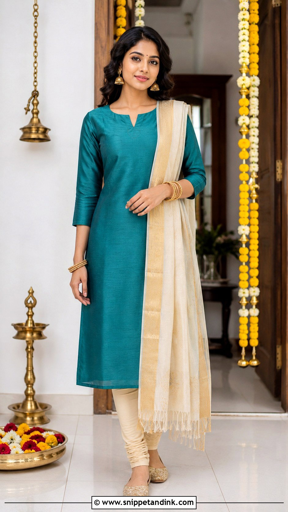 South Indian Churidar Suit Outfit - Snippet and Ink - 25 South Indian Attire Ideas