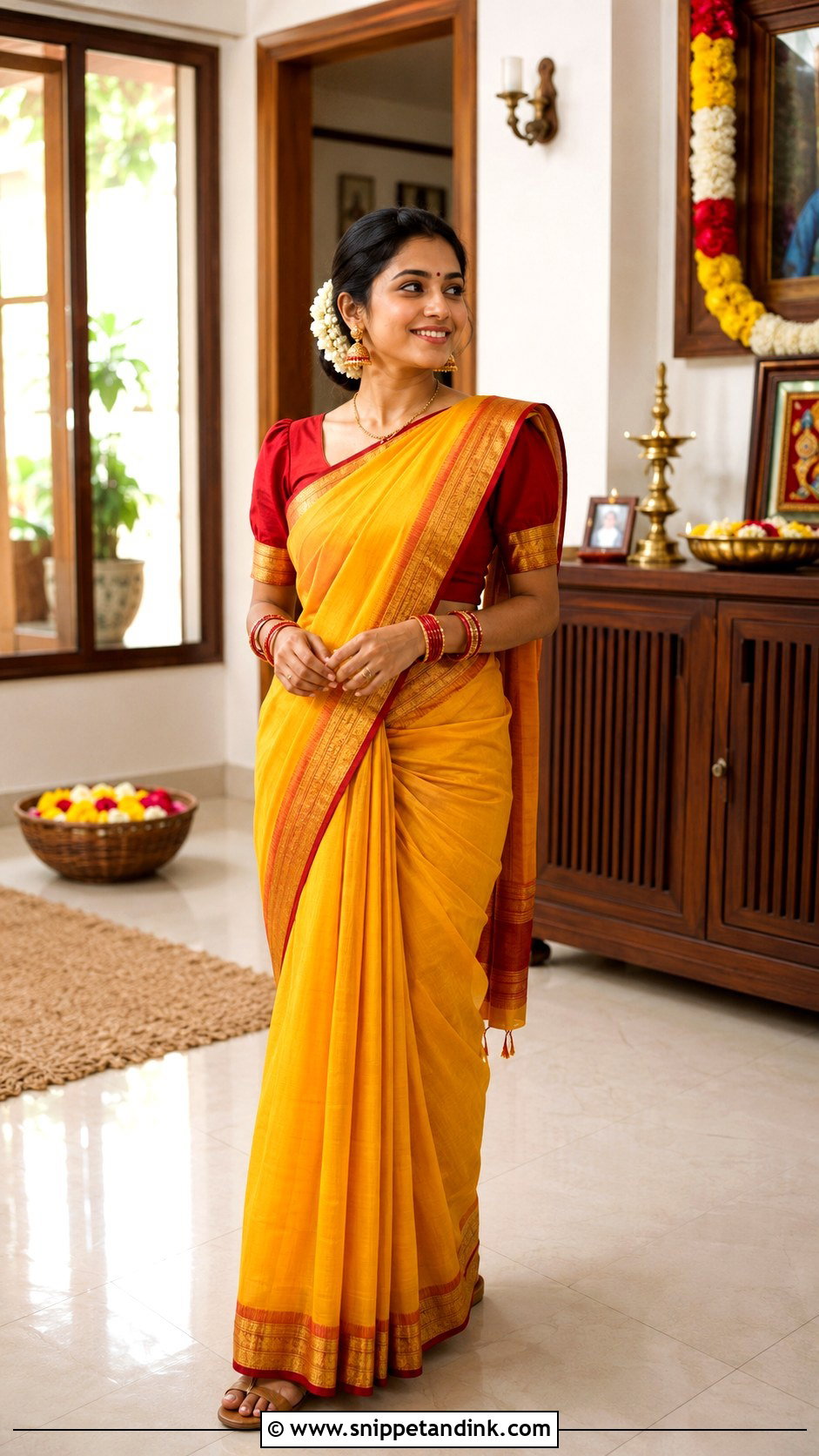 South Indian Festival Saree Outfit - Snippet and Ink - 25 South Indian Attire Ideas