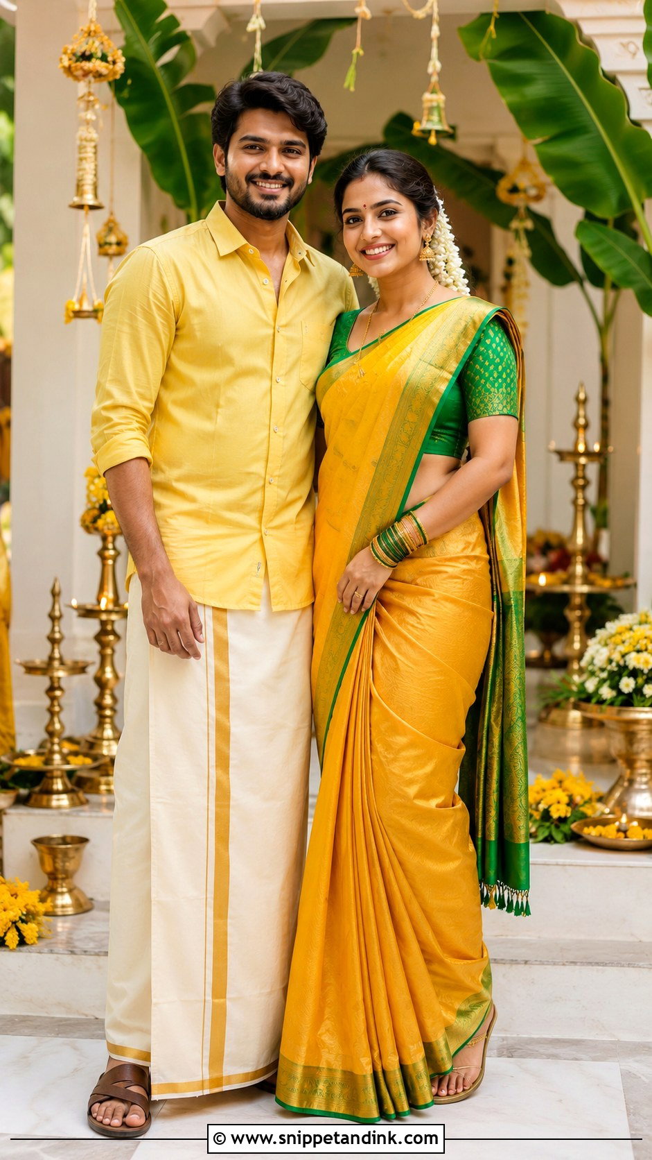 South Indian Haldi Outfits For Couple - Snippet and Ink - 20 Haldi Outfits for Couple