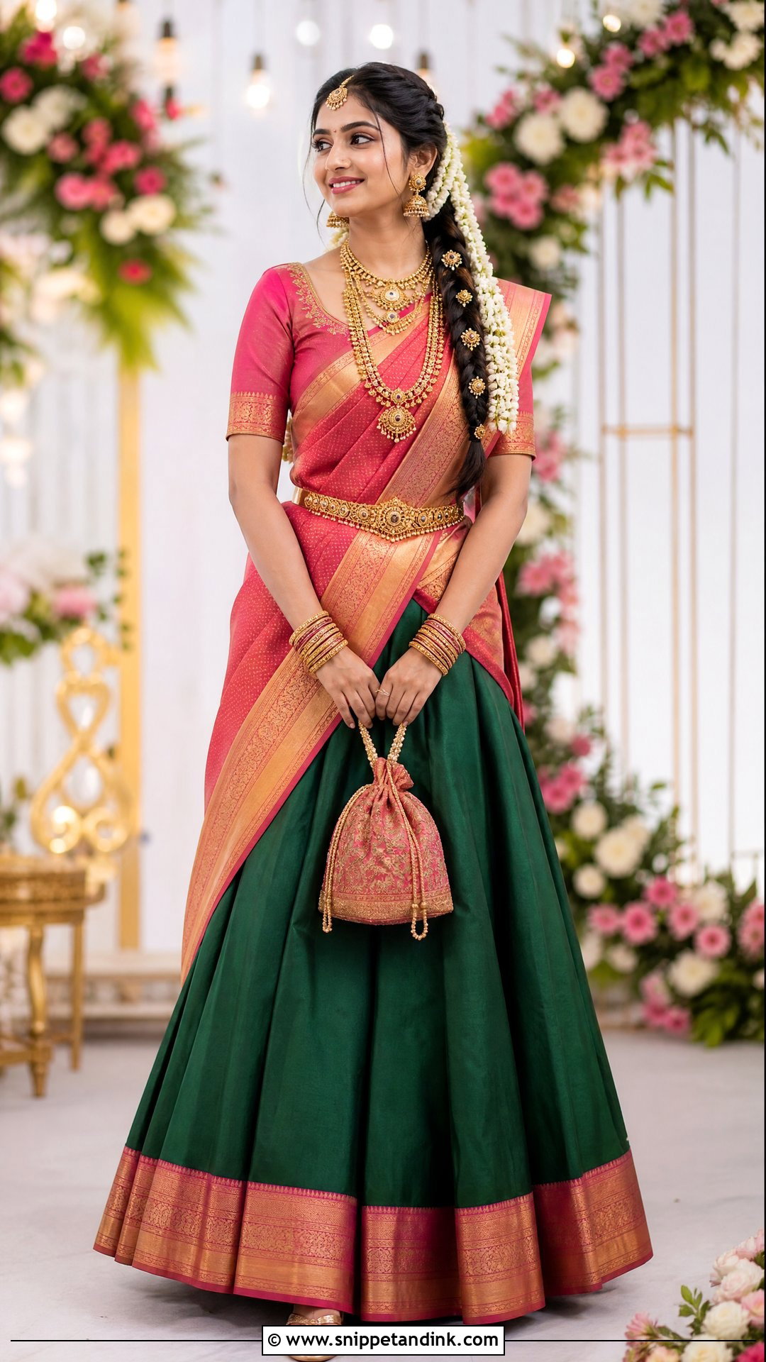 South Indian Half Saree Bridal Outfit - Snippet and Ink - 20 South Indian Bridal Outfits