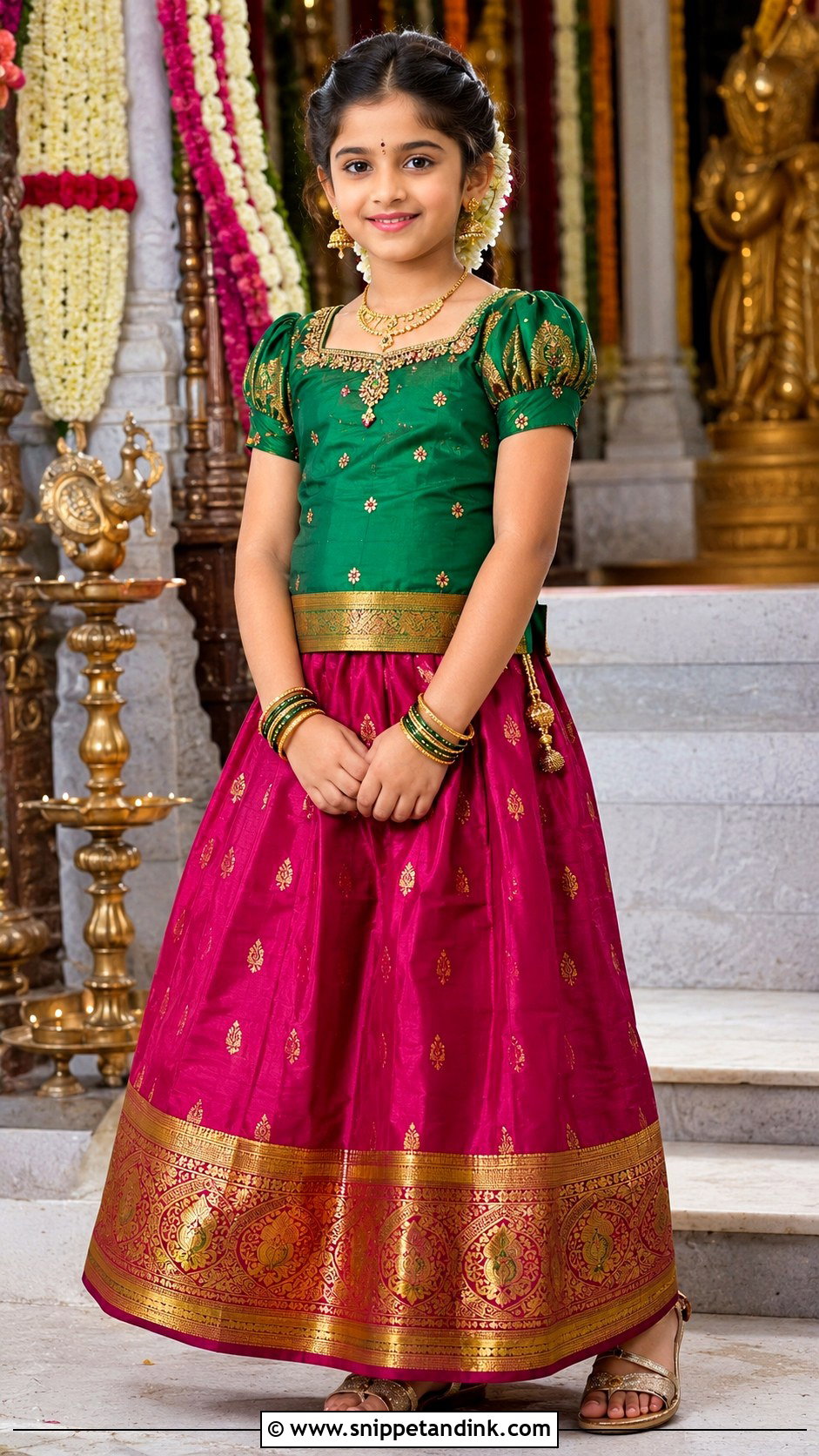 South Indian Pattu Pavadai Indian Kids Wedding Dress - Snippet and Ink - 25 Indian Kids Wedding Dresses
