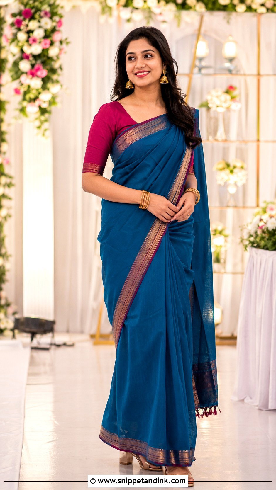 South Indian Silk Cotton Saree Outfit - Snippet and Ink - 25 South Indian Attire Ideas