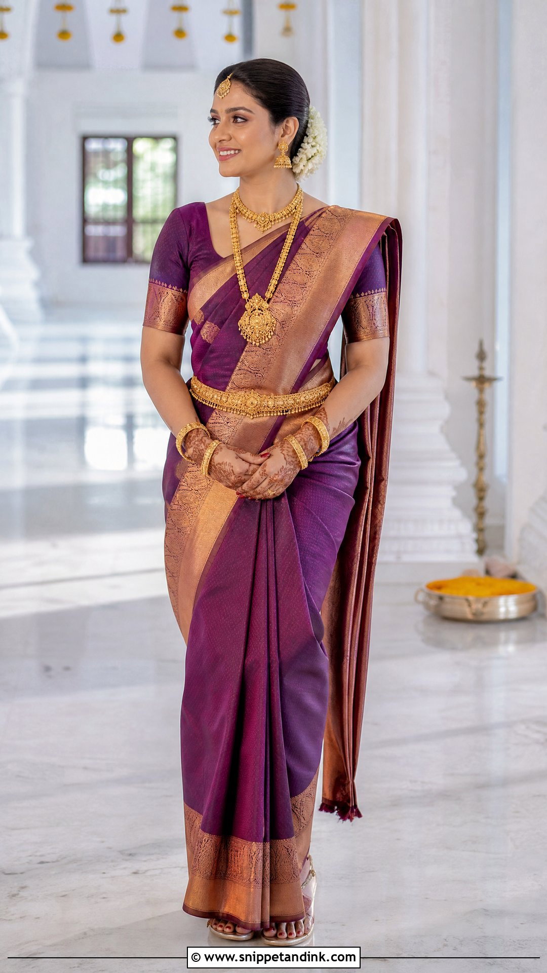 South Indian Silk Saree Bridal Dress - Snippet and Ink - 20 Traditional Bride Dress Ideas