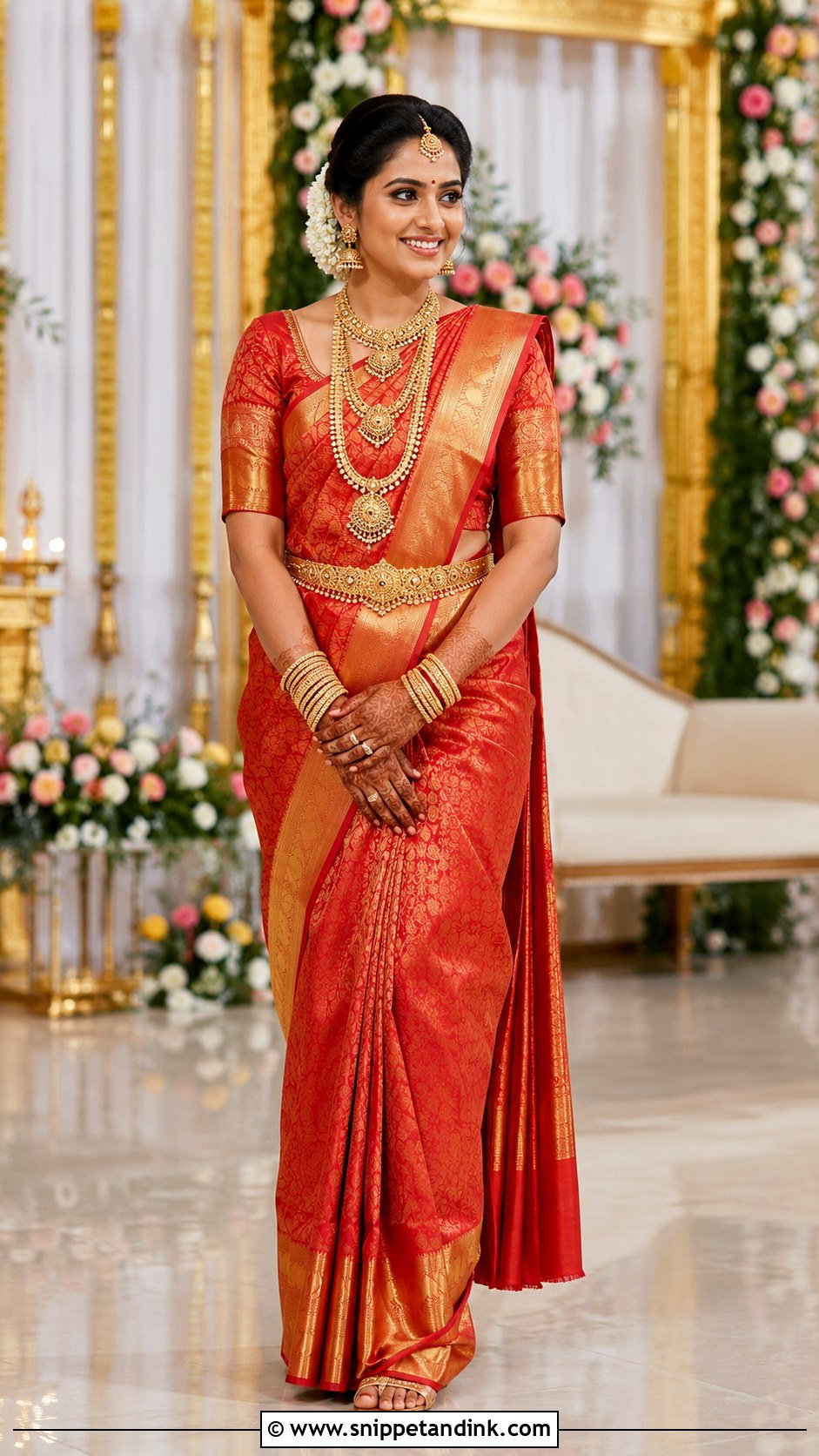 South Indian Traditional Marriage Kanjeevaram Saree Outfit - Snippet and Ink - 20 Traditional Marriage Outfit Ideas