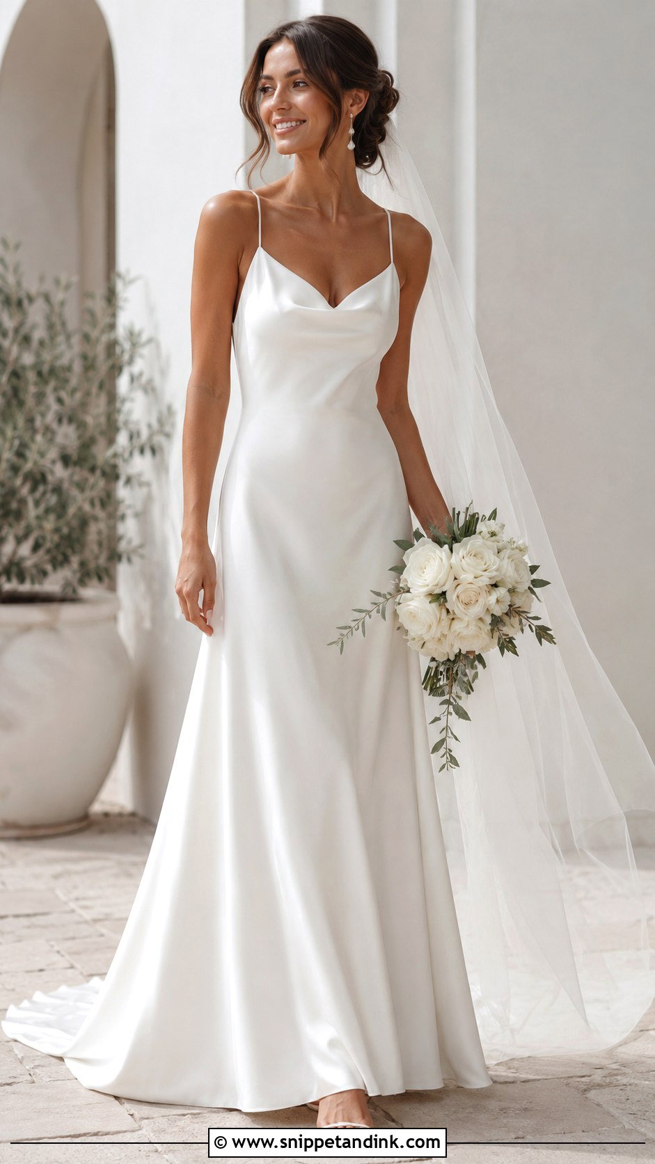 Spaghetti Strap A Line Wedding Dress With Silk Skirt - Snippet and Ink - 20 Classic a Line Wedding Dress Ideas