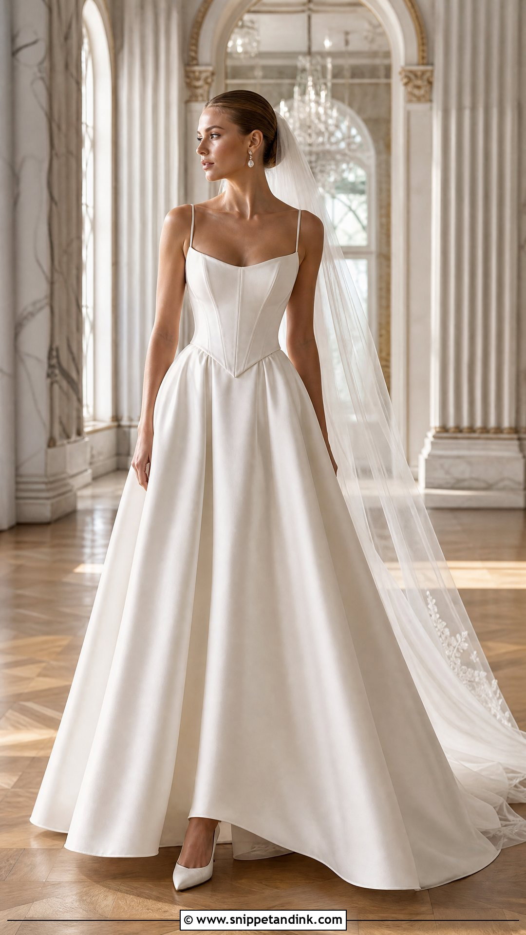 Spaghetti Strap Basque Waist Wedding Dress - Snippet and Ink - 20 Spaghetti Strap Wedding Dresses