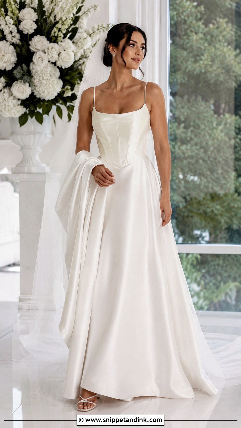 Spaghetti Strap Basque Waist Wedding Dress - Snippet and Ink - 20 Basque Waist Wedding Ideas
