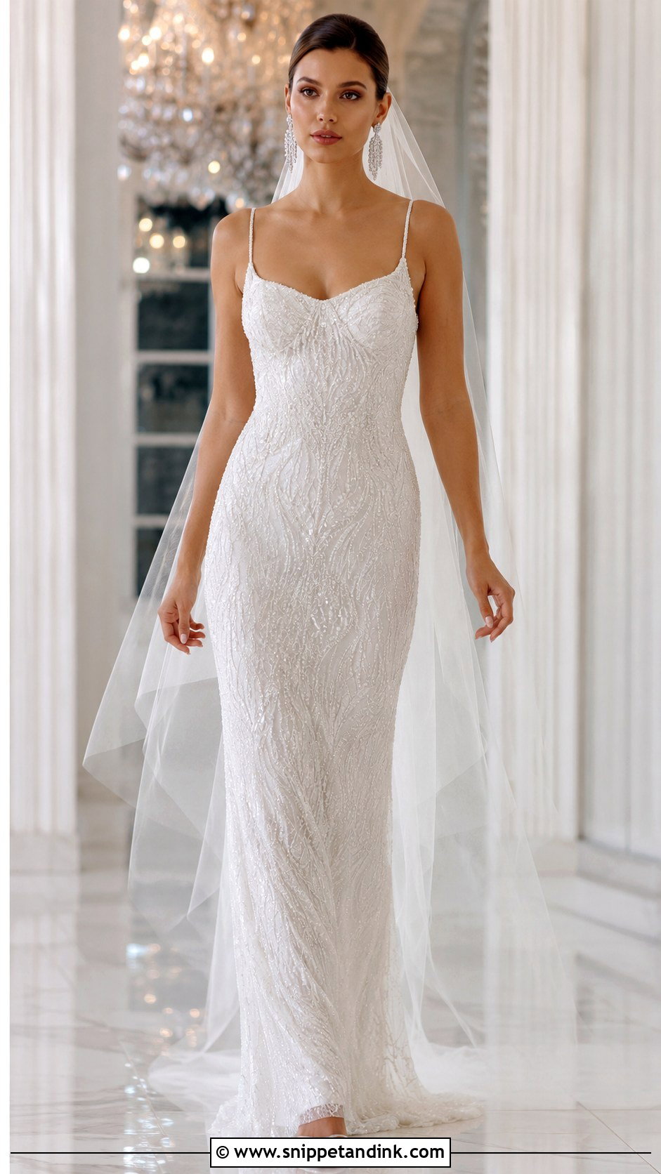 Spaghetti Strap Beaded Wedding Dress - Snippet and Ink - 30 Spaghetti Strap Wedding Dress Ideas
