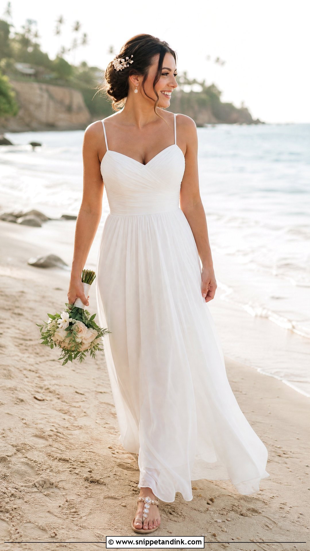 Spaghetti Strap Chiffon Beach Wedding Dress - Snippet and Ink - 20 Spaghetti Strap Wedding Dresses
