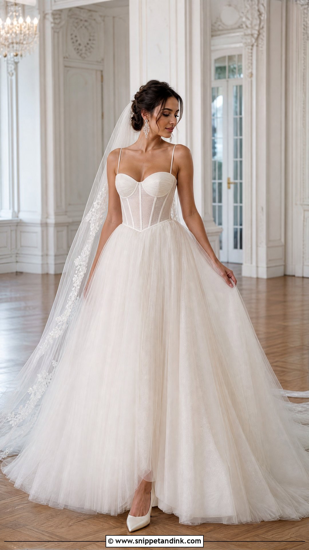 Spaghetti Strap Corset Ball Gown Wedding Dress - Snippet and Ink - 20 Spaghetti Strap Wedding Dresses