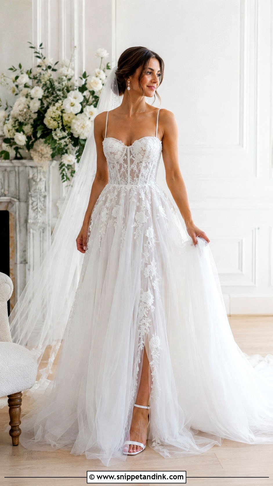 Spaghetti Strap Corset Wedding Dress - Snippet and Ink - 30 Spaghetti Strap Wedding Dress Ideas