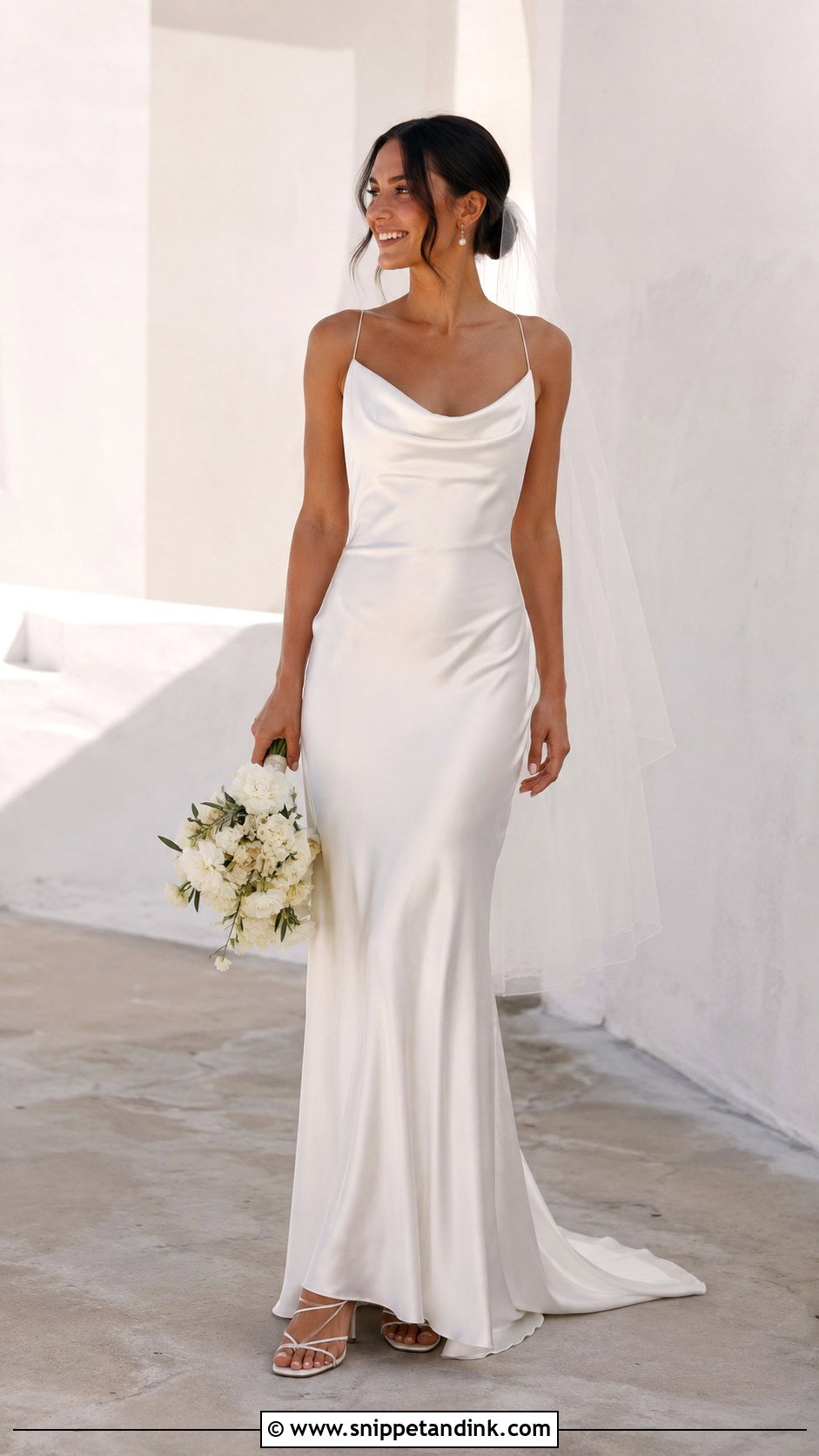 Spaghetti Strap Cowl Neck Wedding Dress - Snippet and Ink - 30 Spaghetti Strap Wedding Dress Ideas