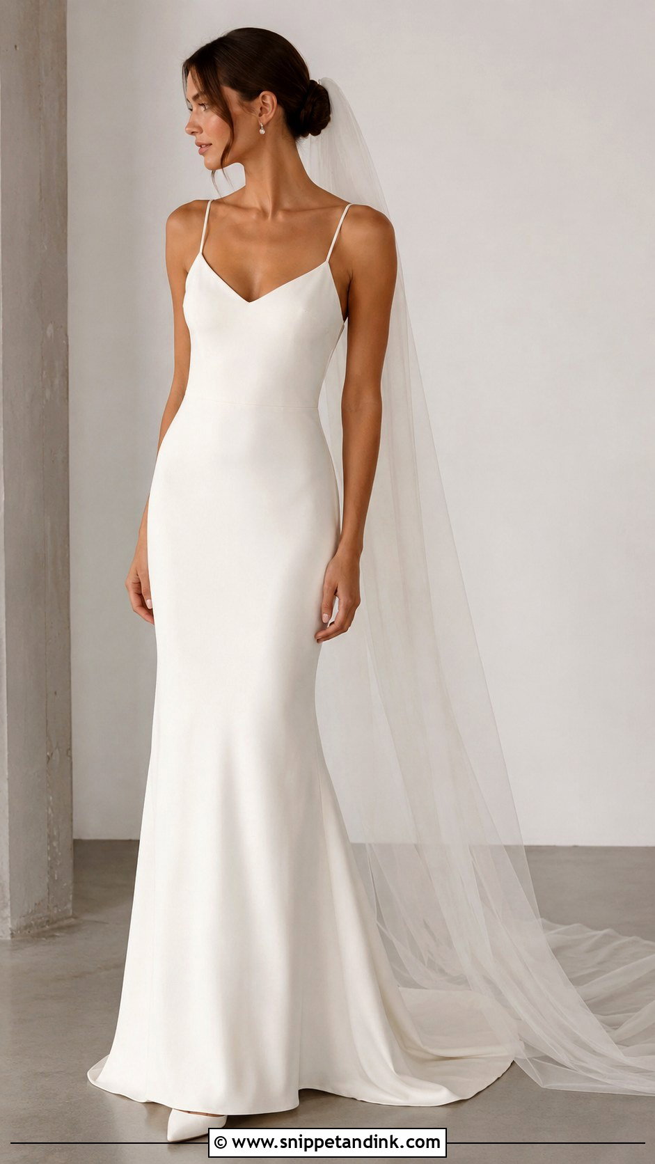 Spaghetti Strap Crepe Wedding Dress - Snippet and Ink - 30 Spaghetti Strap Wedding Dress Ideas