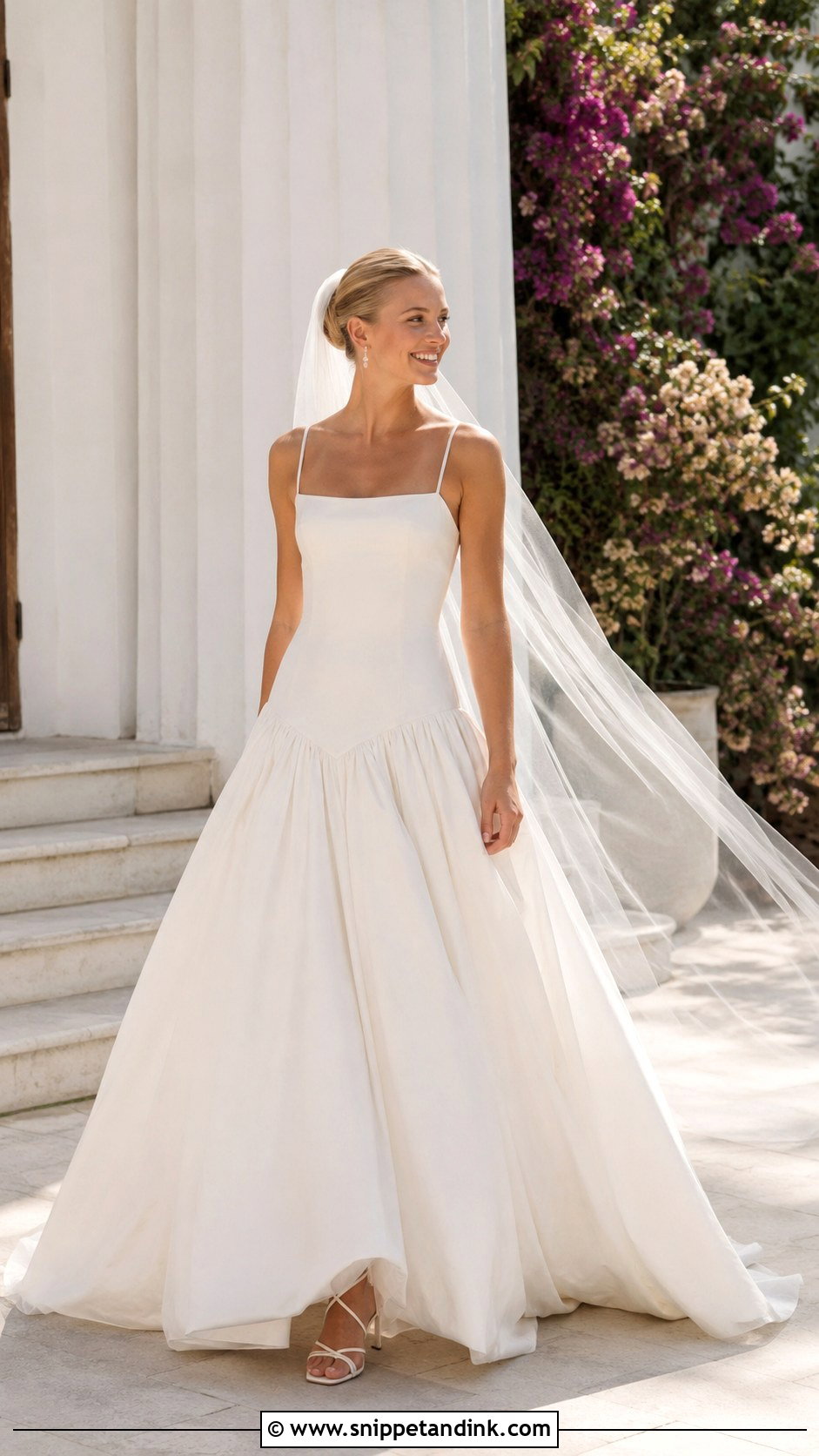 Spaghetti Strap Drop Waist Ball Gown Wedding Dress - Snippet and Ink - 25 Drop Waist Wedding Dress Ball Gown Ideas