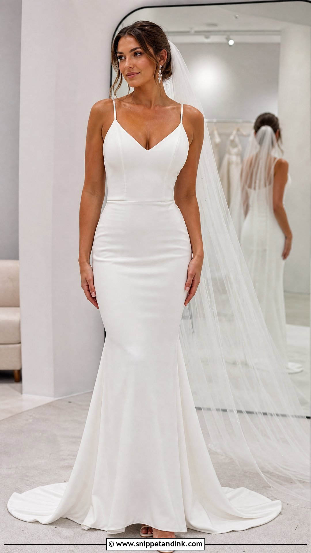 Spaghetti Strap Fit and Flare Wedding Dress for Broad Shoulders - Snippet and Ink - 20 Wedding Dresses for Broad Shoulders