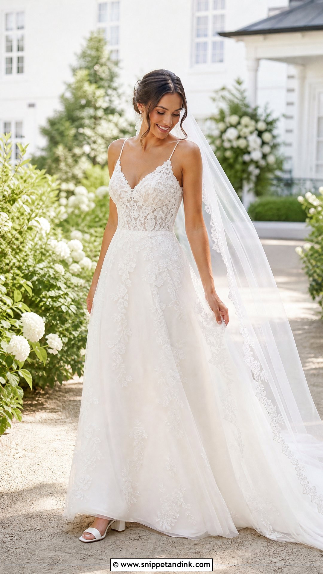 Spaghetti Strap Lace A Line Wedding Dress - Snippet and Ink - 20 Spaghetti Strap Wedding Dresses