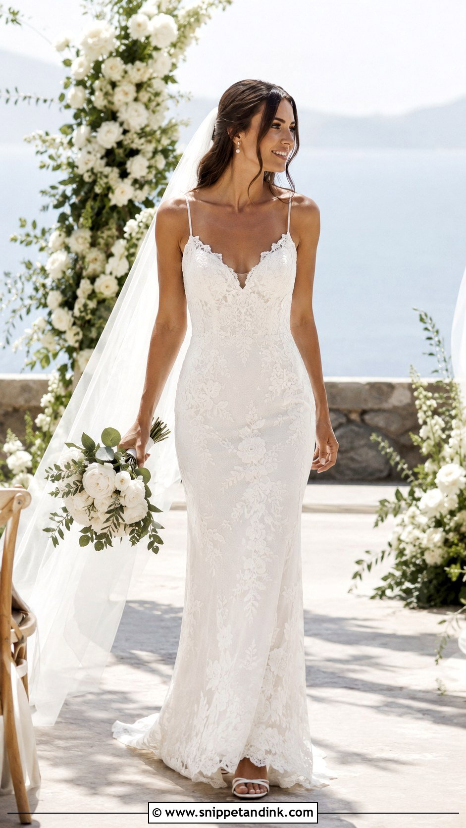 Spaghetti Strap Lace Mermaid Wedding Dress - Snippet and Ink - 30 Lace Mermaid Wedding Dress Ideas