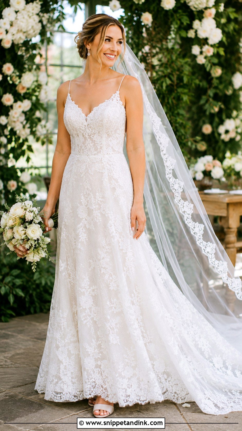 Spaghetti Strap Lace Wedding Dress - Snippet and Ink - 30 Spaghetti Strap Wedding Dress Ideas